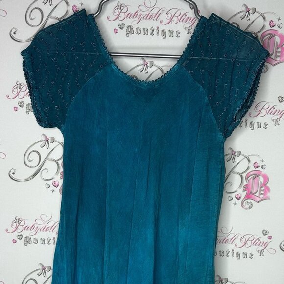 Papa Vancouver dress embroidered paisley corset lace up front flowy hippie - Picture 4 of 5